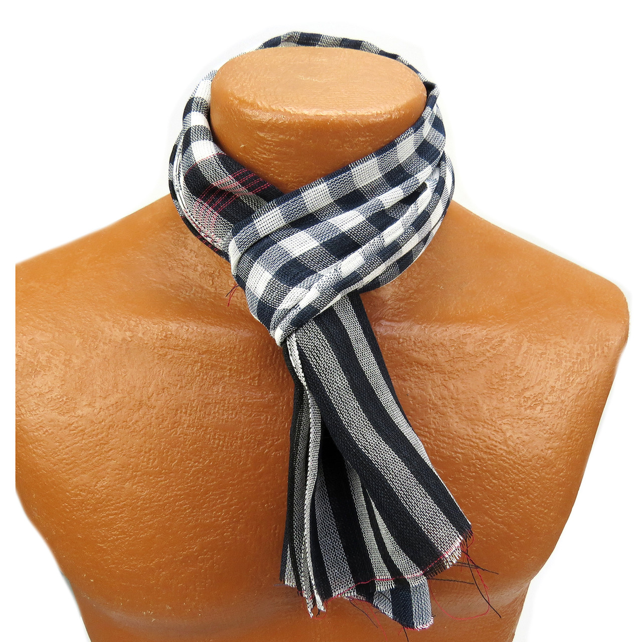 Vietnamese Khan Ran Plaid Checkered Scarf - Black