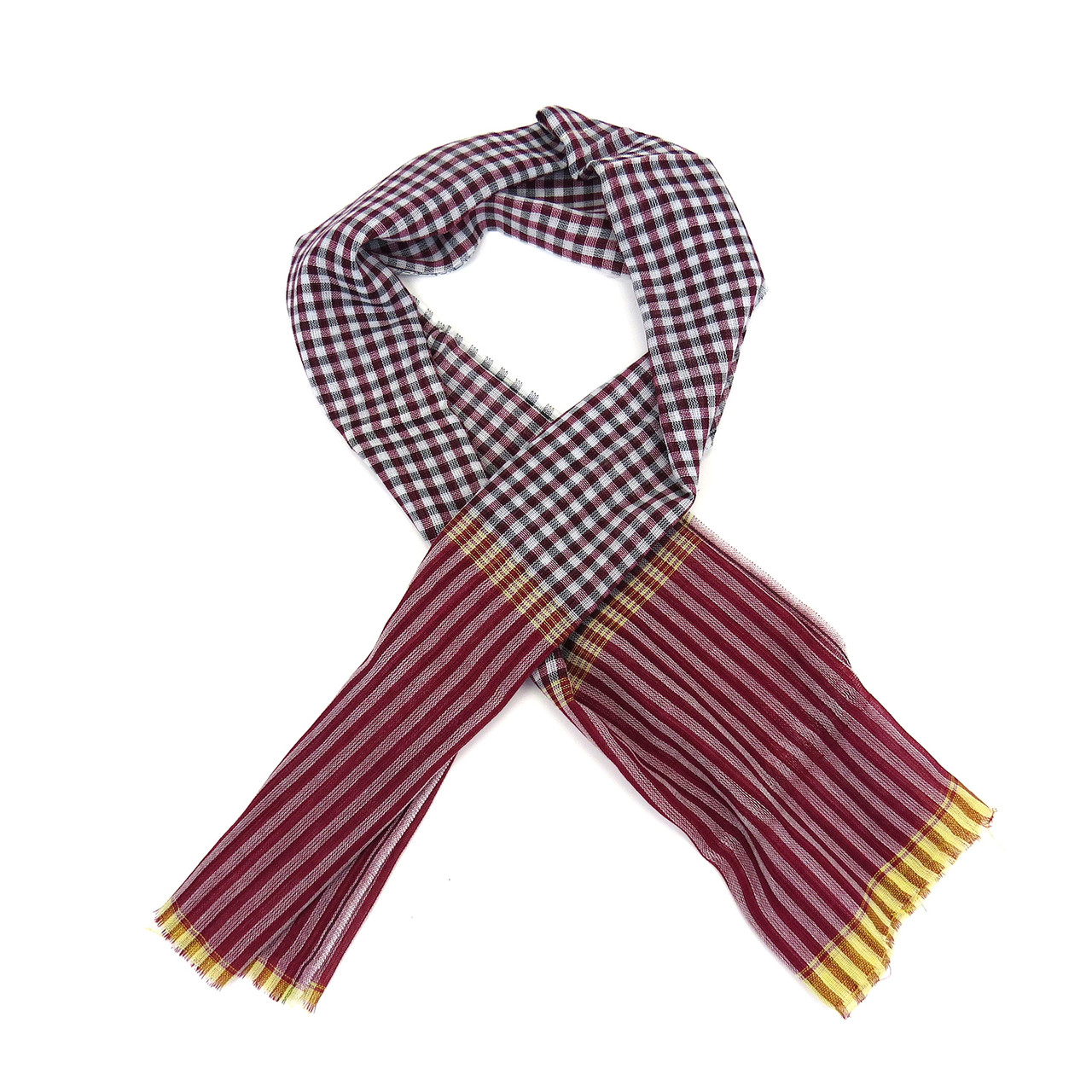 Vietnamese Khan Ran Plaid Checkered Scarf - Purple