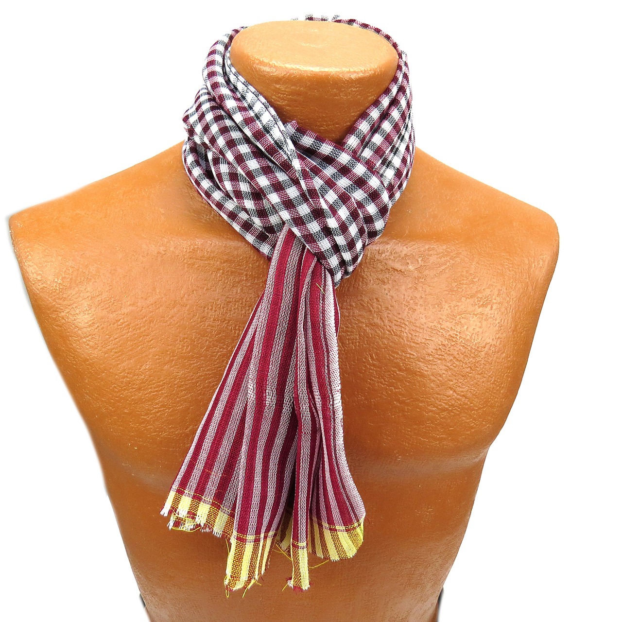 Vietnamese Khan Ran Plaid Checkered Scarf - Purple