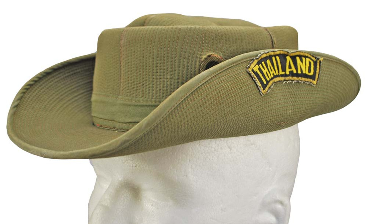 Original U.S. Vietnam era slouch boonie hat with Thailand rocker patch