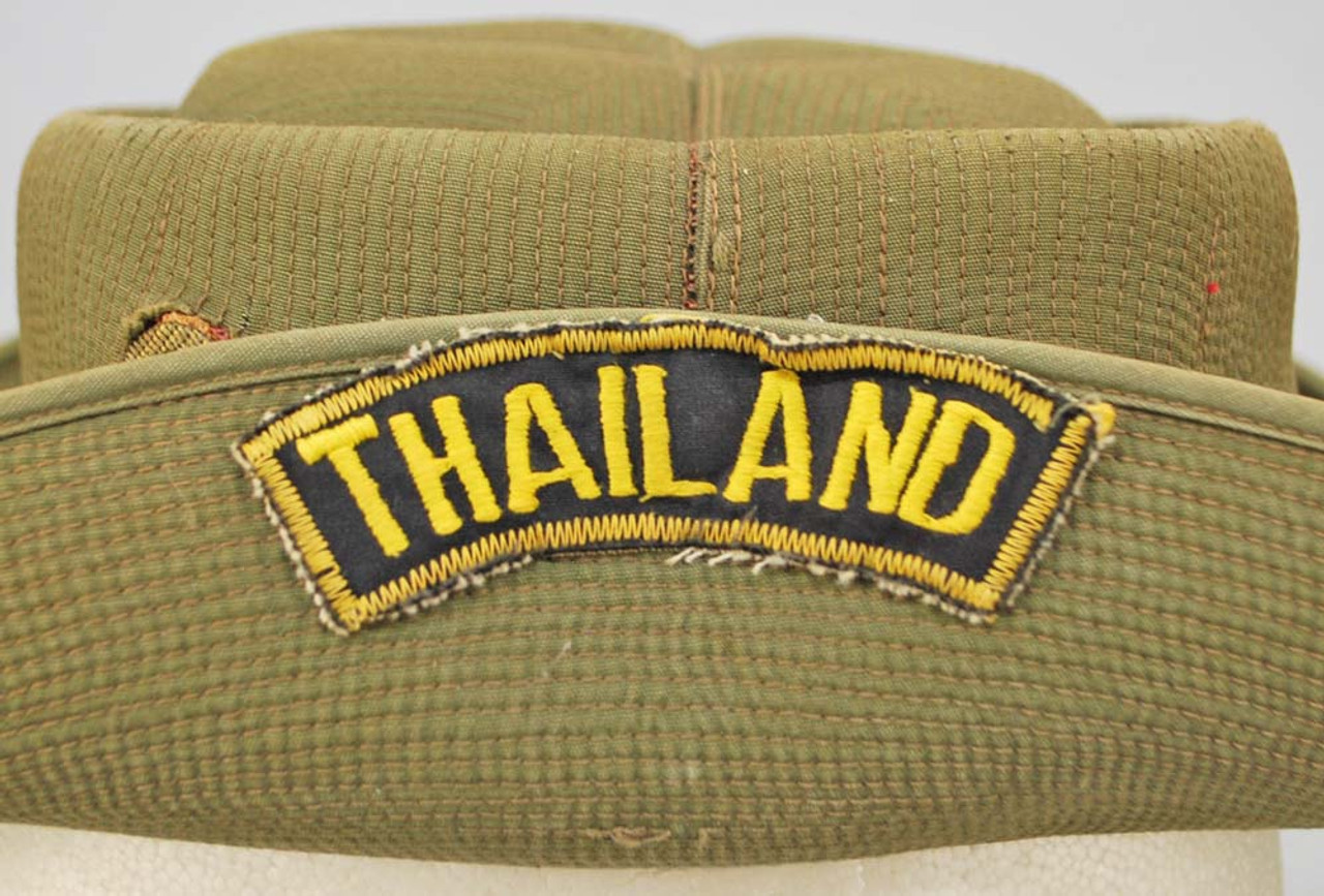 Original U.S. Vietnam era slouch boonie hat with Thailand rocker patch