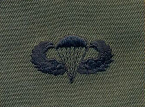 Army Basic Parachute -  Embroidered - Black Thread from Hessen Antique