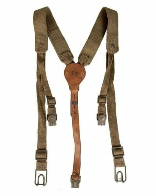 Czech Web and Leather Field Suspenders from Hessen Antique
