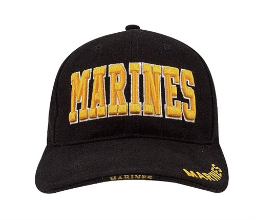 Deluxe Black USMC Embroidered Low Profile Cap