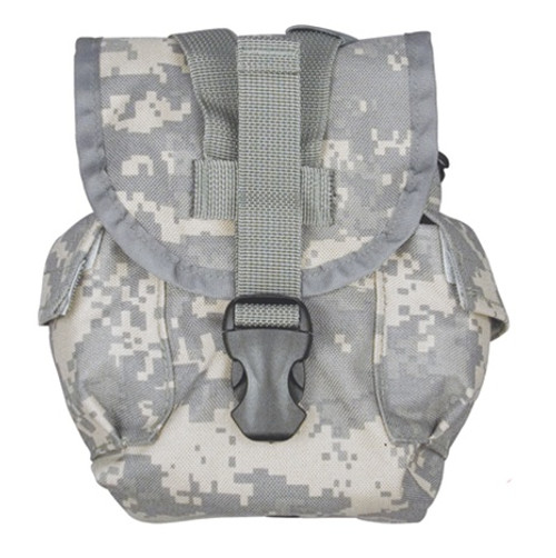 MOLLE pouch for the 1 Quart canteen and canteen cup.  ACU camouflage.  MILSPEC materials and construction.