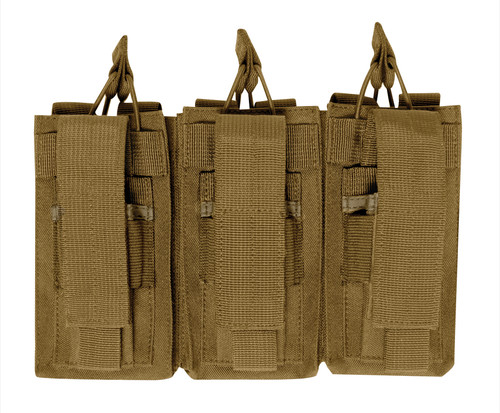 MOLLE Triple Kangaroo Rifle and Pistol Mag Pouch-Coyote