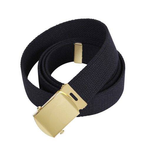 Black Web Belt with Brass Buckle