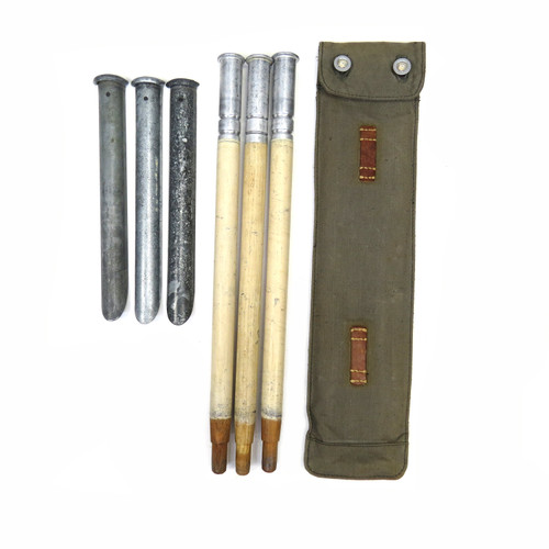 Swiss WWII Zeltbahn Poles and Stake Set With Grey Pouch