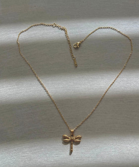 Dragonfly - Gold Pendant Necklace