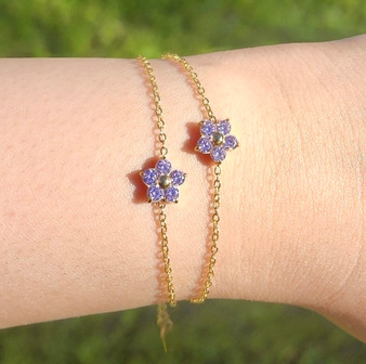 Pink Flower Gold Dainty Bracelet