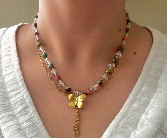 Earthy Butterfly Necklace