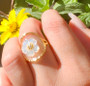 White Flower Adjustable Gold Ring