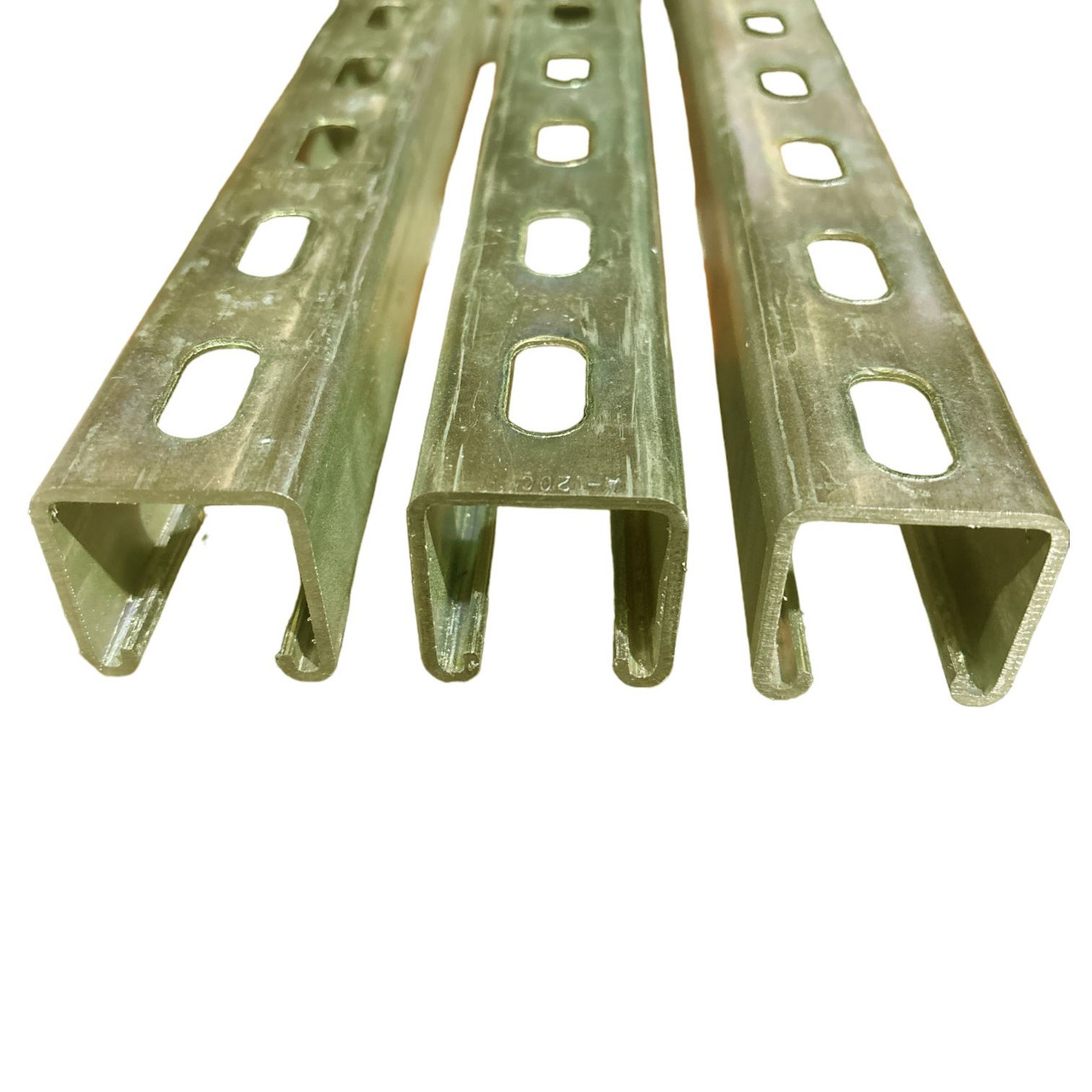 1-5/8" x 1-5/8" x 60 inches (3 Pack), Gold Galvanized Steel, Slotted Strut Channel, 12 gauge