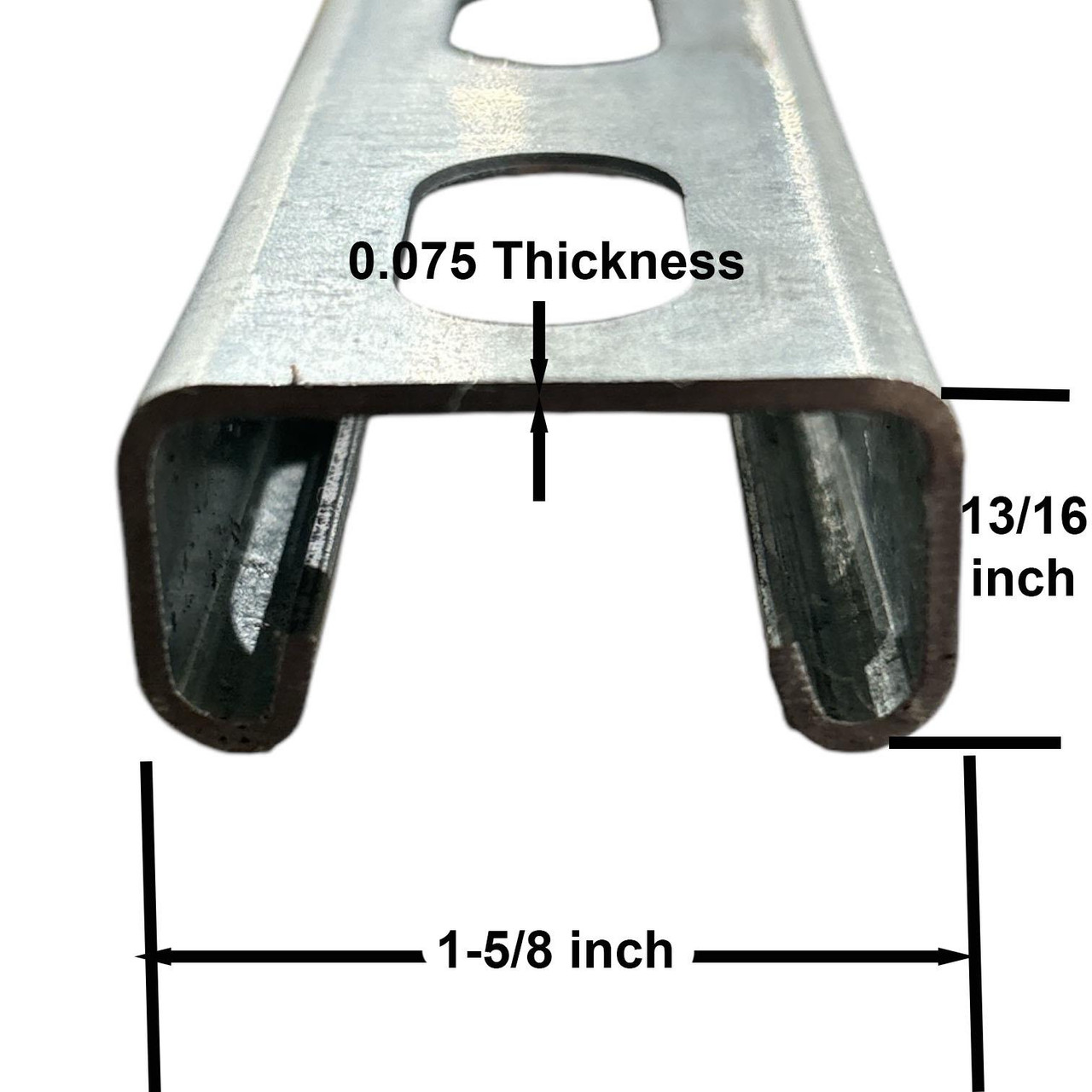 13/16" x 1-5/8" x 24 inches, Galvanized Steel, Slotted Strut Channel, 14 gauge