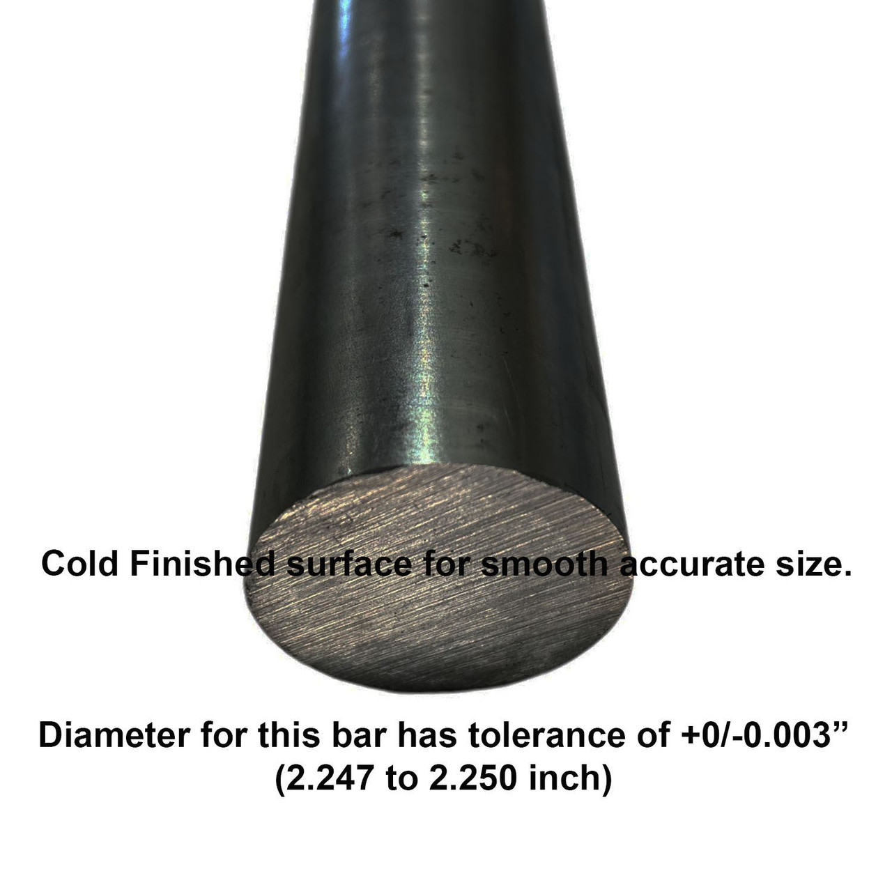 2.250 (2-1/4 inch) x 10 inches, C1018 Steel Round Rod, CF