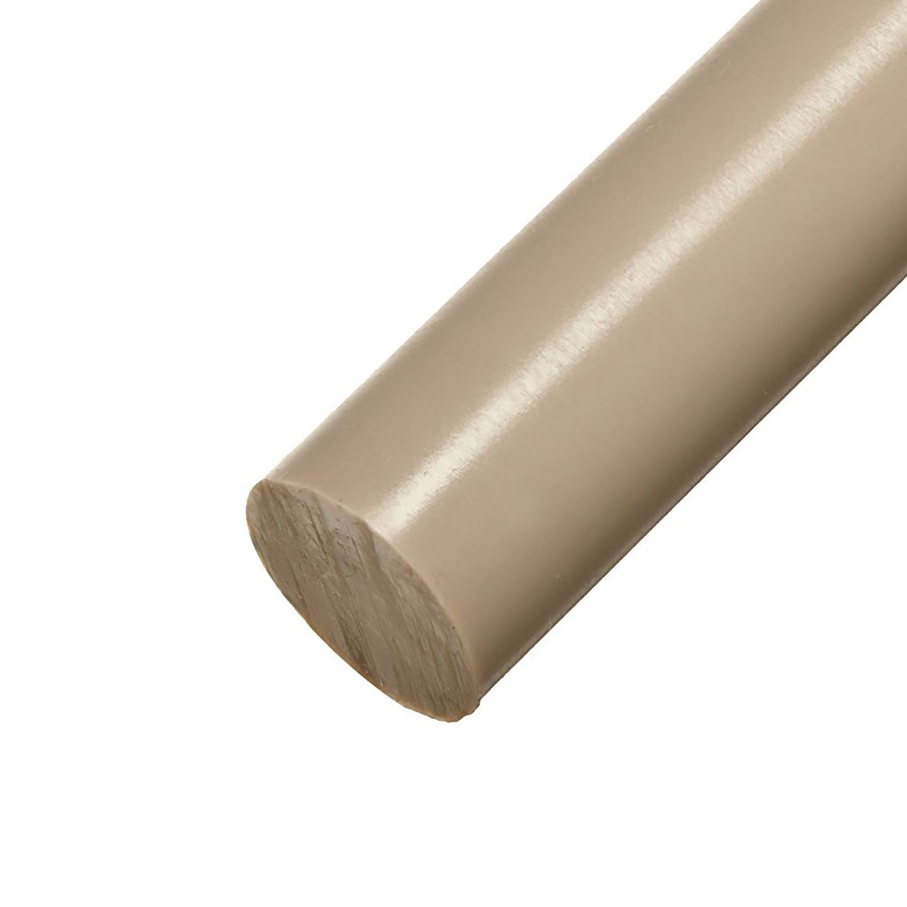 2.000 (2 inch) x 12 inches, PEEK Plastic Round Rod, Beige