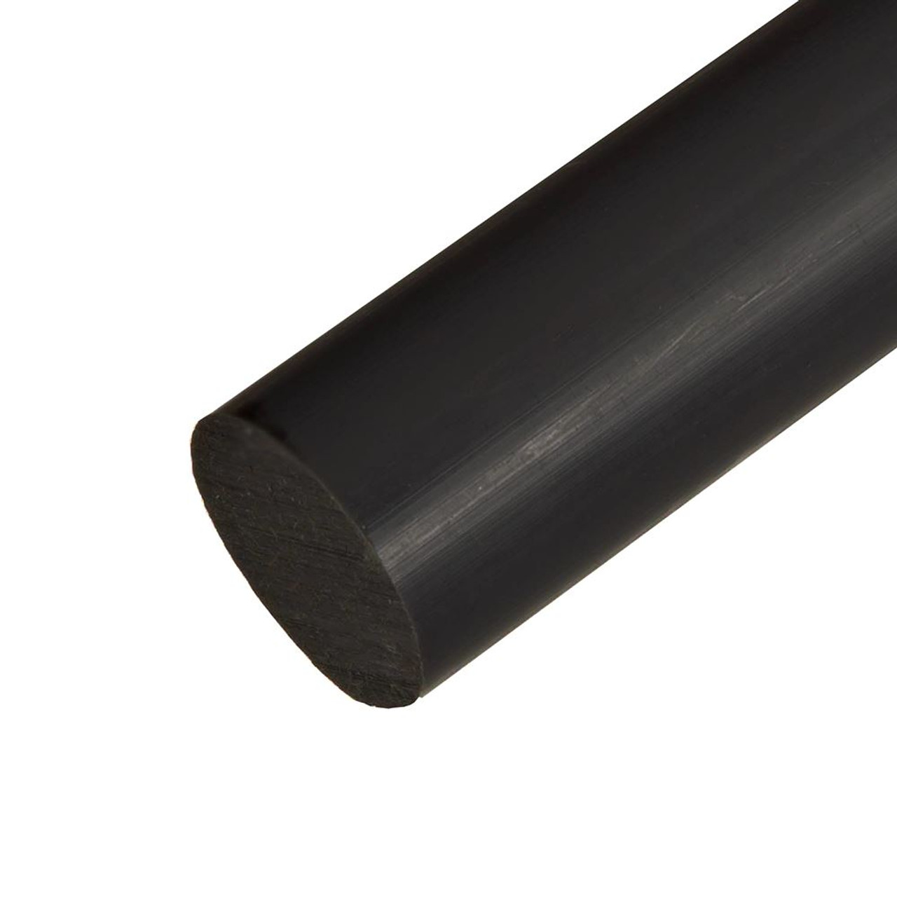 1.500 (1-1/2 inch) x 19 inches, Nylon 6/6 Plastic Round Rod, Black