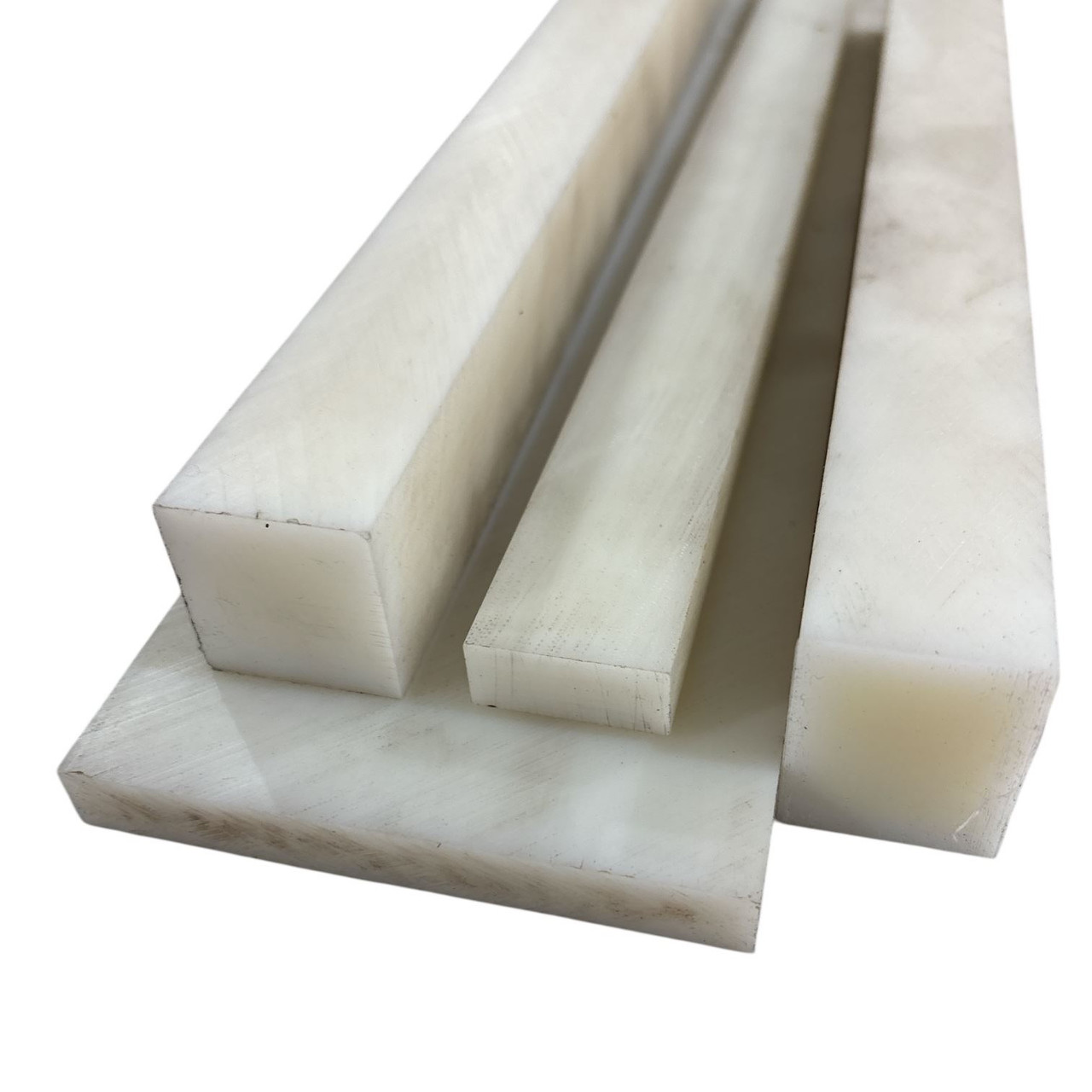 1-1/4" x 1-1/2" x 36", Nylon 6/6 Plastic Bar, Sheet, Plate, Natural