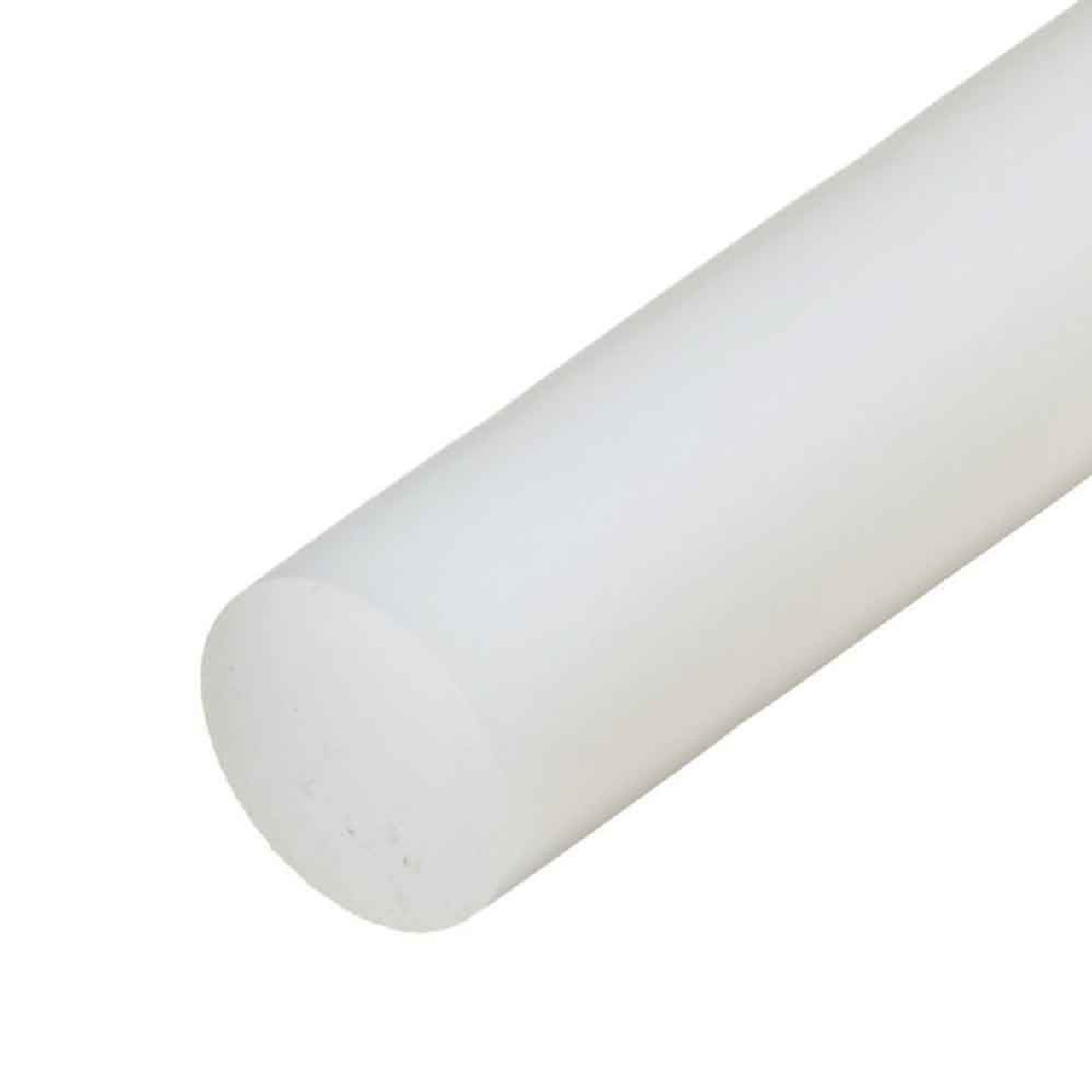 1.000 (1 inch) x 24 inches, UHMW Plastic Round Rod, White