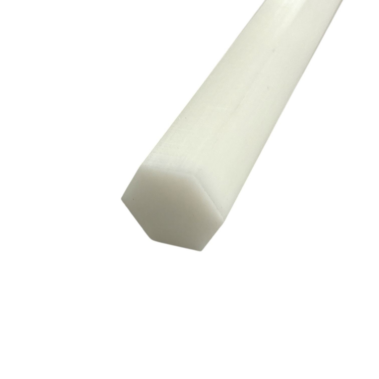 0.563 (9/16 inch) x 28 inches, Acetal Plastic Hexagon Bar, White