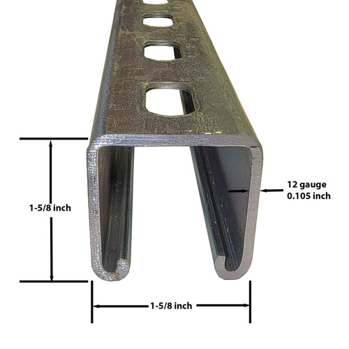 1-5/8" x 1-5/8" x 60 inches, Gold Galvanized Steel, Slotted Strut Channel, 12 gauge