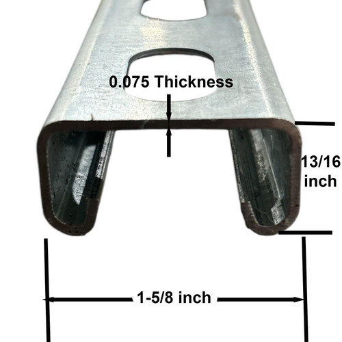 13/16" x 1-5/8" x 60 inches, Galvanized Steel, Slotted Strut Channel, 14 gauge