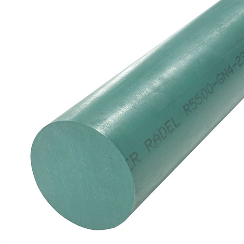 2.000 (2 inch) x 12 inches, PPSU Radel R-5500 Plastic Round Rod, Green