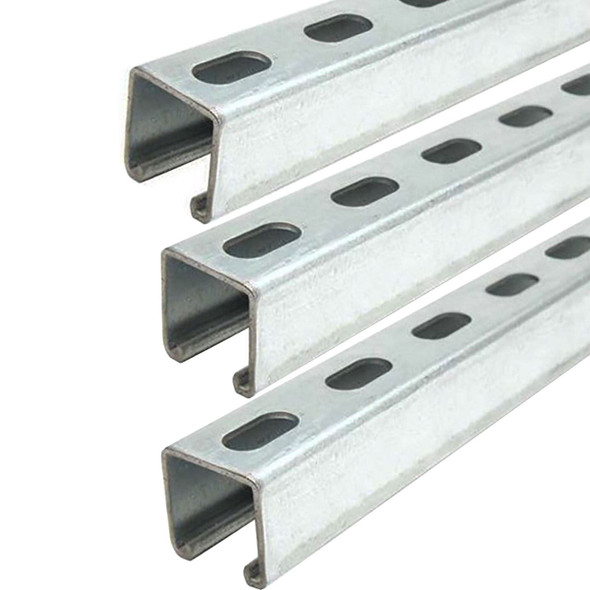 1-3/8" x 1-5/8" x 24 inches (3 Pack), Galvanized Steel, Slotted Strut Channel, 12 gauge