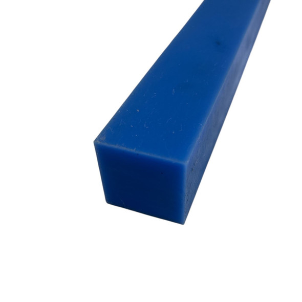 1-1/4" x 1-1/4" x 21", Cast HS Nylon Square Bar, Blue