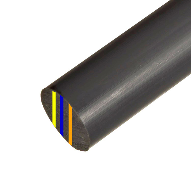 7.500 (7-1/2 inch) x 12 inches, Moly Filled Cast Nylon Round Rod, Gray