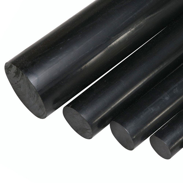 4.000 (4 inch) x 12 inches, Acetal Plastic Round Rod, Black