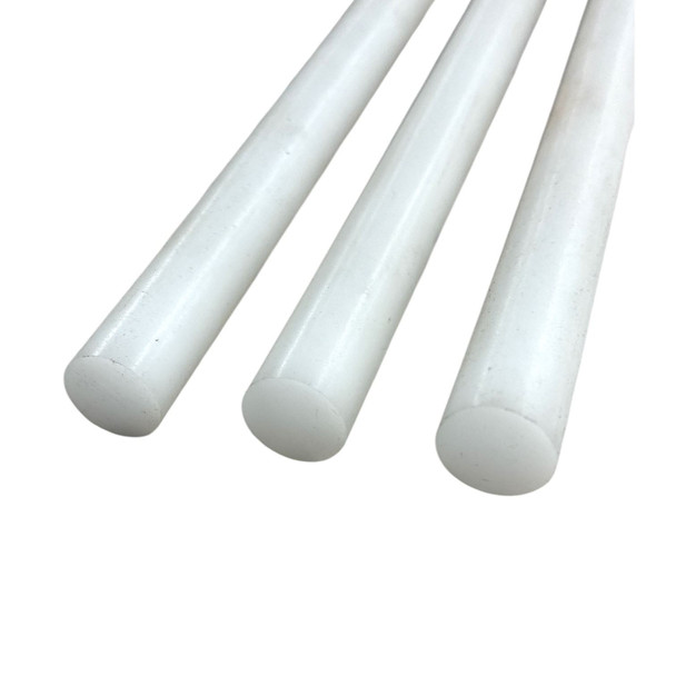 0.375 (3/8 inch) x 36 inches (3 Pack), PTFE Teflon Plastic Round Rod, White