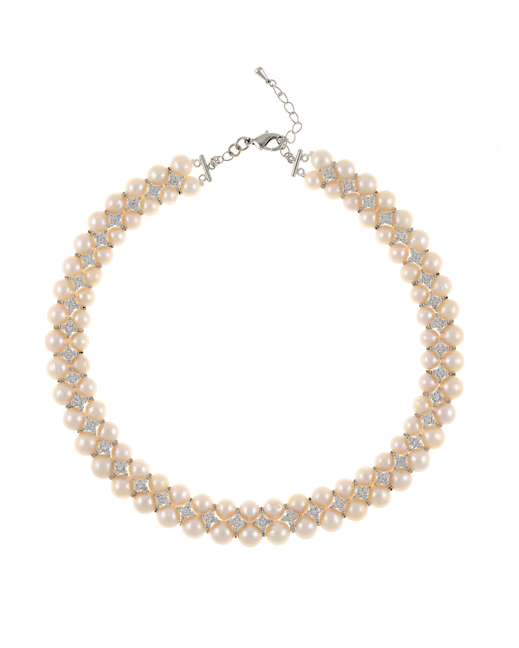 PEARL Necklace: Unassailably Perfect PEARLS + CZ Accents