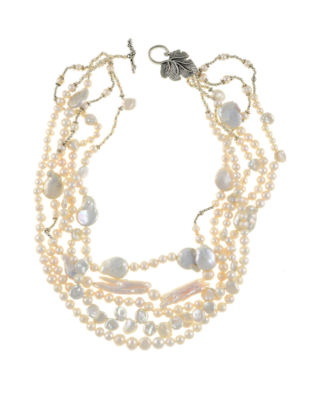 PEARL Necklace, 5 Strands of PEARLS make 1 Striking Façade