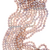 Bonaire - Pearl Necklace Zoom: six strand, natural pink freshwater pearls 7.5-8mm, with silver spacer bars(1.5”), handset with CZs, on individually hand-knotted natural silk,  strands vary from 28” to 42” in length