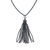 Cotton Club Collection* - Hematite and Pearl Jewelry, Zoom of gunmetal tassel: Single strand gunmetal tone hematite bead necklace with white freshwater pearl 9mm, suspended with CZ set gold toned crown supporting  hematite bead tassel, overall drop 3”, 32” in length. Cotton Club Collection* - Hematite and Pearl Jewelry, Zoom of gunmetal tassel: Single strand gunmetal tone hematite bead necklace with white freshwater pearl 9mm, suspended with CZ set gold toned crown supporting  hematite bead tassel, overall drop 3”, 32” in length.