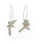 Duomo - Pearl Earrings, zoom: Duomo earrings in silver-tone, French wire dangle double-cross freshwater tooth pearl earrings suspended on mixed metal wire