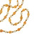 zoom of Leone d'Oro I Pearl Necklace, top left of image and Leone d'Oro II Pearl Necklace (http://naughtonbraun.com/leone-doro-ii/), right side of image single strand freshwater white 9mm and gold 10.5x13mm laser dyed gold pearls