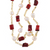 zoom of Tibet II Pearl Necklace Accented with Stones: Single strand 11-12mm white freshwater potato  pearls, mixed with dyed red coral, on mixed metal gold-tone chain, 40” in length (rope length) zoom of Tibet II Pearl Necklace Accented with Stones: Single strand 11-12mm white freshwater potato  pearls, mixed with dyed red coral, on mixed metal gold-tone chain, 40” in length (rope length)