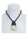 The Luray Treasury* Pearl Necklace on model in Amethyst necklace:Hand-woven amethyst matte hematite bead necklace with 8 dangling tooth freshwater pearls and matching polished hematite beads, with rare earth mixed metal magnetic clasp, 17” length with 2.5” tooth pearl drop.