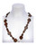 Guanacaste - Coin Pearl & Natural Wood Necklace shown on model,  Freshwater Pearl Necklace, 36” in length, rope length which slips over the head, Natural dark wood polished circles in 2 sizes (25 mm and 13 mm) interspersed with semi-polished agate (25mm) and luminous white freshwater coin pearls (21 mm), Converts to choker style with included mixed-metal converter, Part of the exclusive Naughton Braun Pura Vida Collection