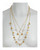 Sand Dollar Sand Bar - White Coin Pearl Necklace shown on model, Demi-fine white coin pearl triple strand necklace, triple Strand gold vermeil chain dotted with gold balls and small white coin pearls (10-11mm), brass circlets (11mm), and a large coin pearl pendant (16-17mm) , 22.5” in length (matinee) , Vermeil lobster clasp 
Part of the Pretty-Pretty Bahama Collection Sand Dollar Sand Bar - White Coin Pearl Necklace shown on model, Demi-fine white coin pearl triple strand necklace, triple Strand gold vermeil chain dotted with gold balls and small white coin pearls (10-11mm), brass circlets (11mm), and a large coin pearl pendant (16-17mm) , 22.5” in length (matinee) , Vermeil lobster clasp 
Part of the Pretty-Pretty Bahama Collection