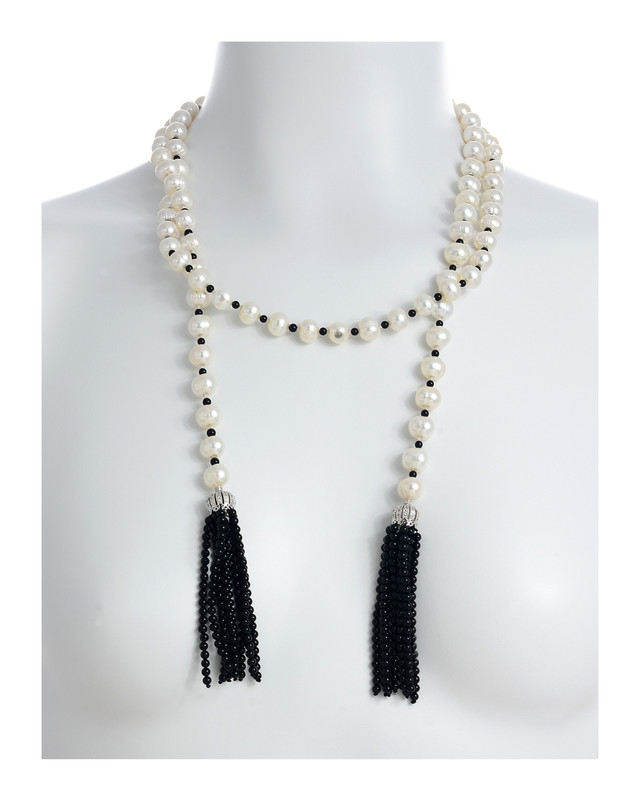 Buy ZARIIN Time Of Life Onwards And Upwards Black Onyx And Pearl Pendant  Necklace | Shoppers Stop