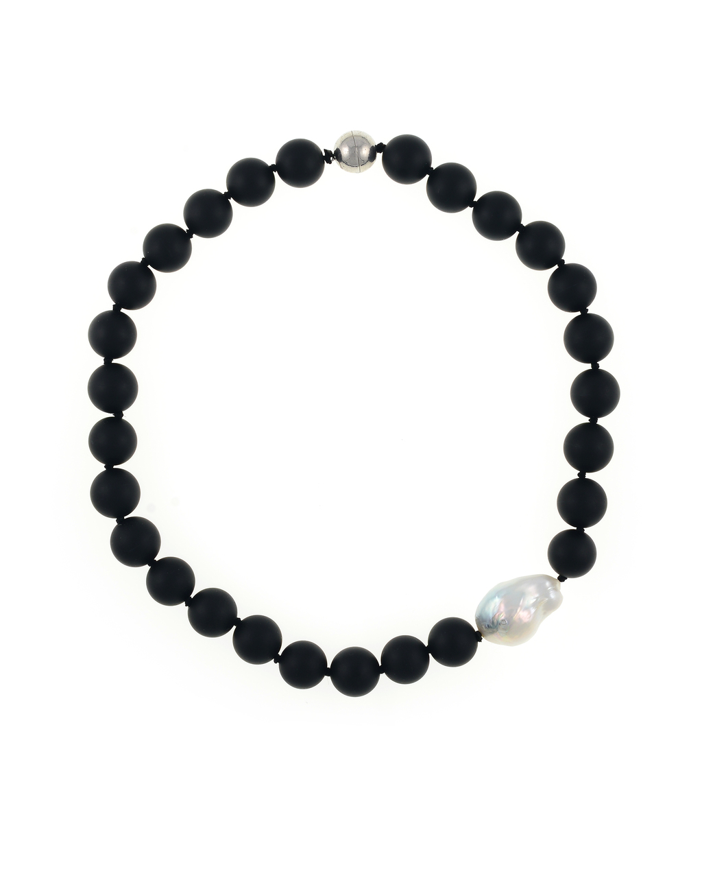 Pearl and Onyx Necklace, Black & White Stunner!