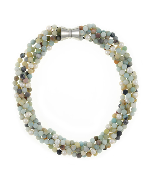 PEARL Necklace, Lagoon Colored Mutli-Strand Necklace