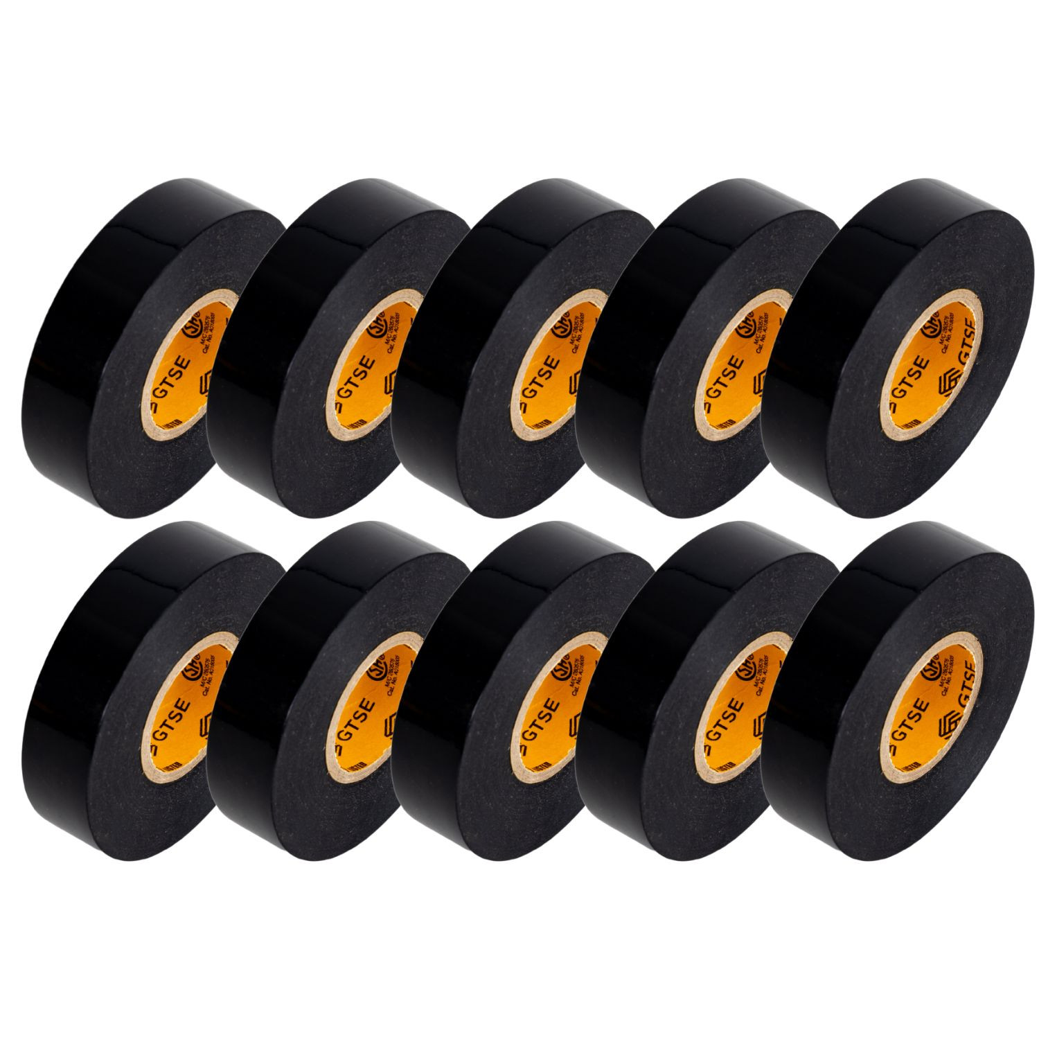 Black Electrical Tape, 3/4in x 66ft - Pack of 10