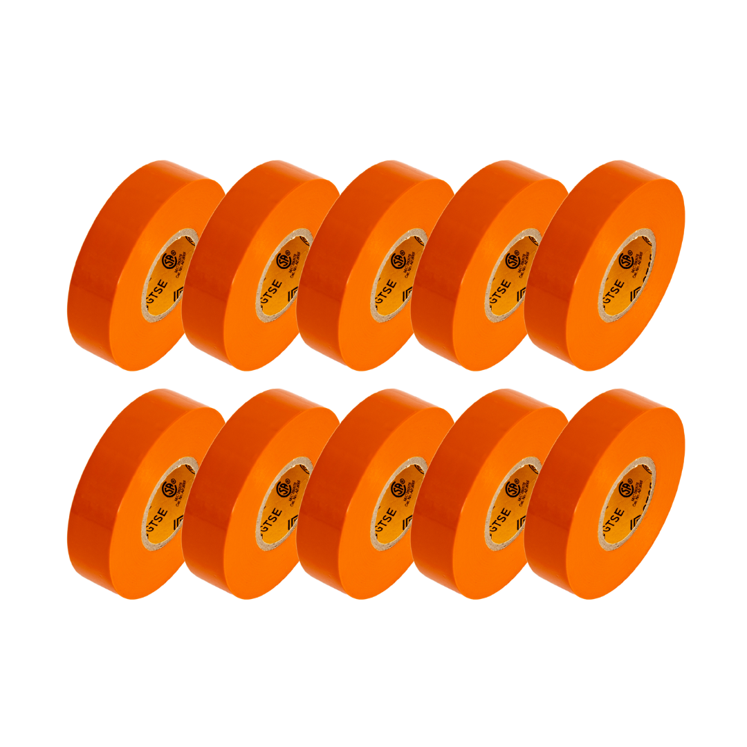 Orange Vinyl Electrical Tape, 3/4in x 66ft - Pack of 10