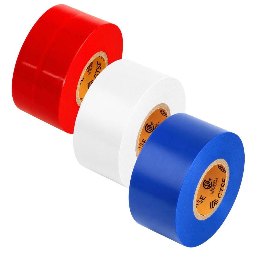 Triple pack of Wide Electrical Tape, 2in x 66ft (Red, White & Blue)