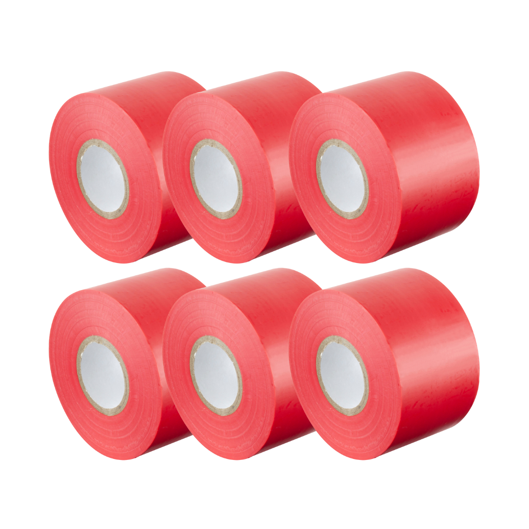 Wide Red Vinyl Electrical Tape, 2in x 66ft - Pack of 6