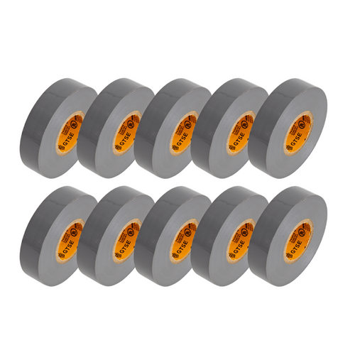 Gray Vinyl Electrical Tape, 3/4in x 66ft - Pack of 10